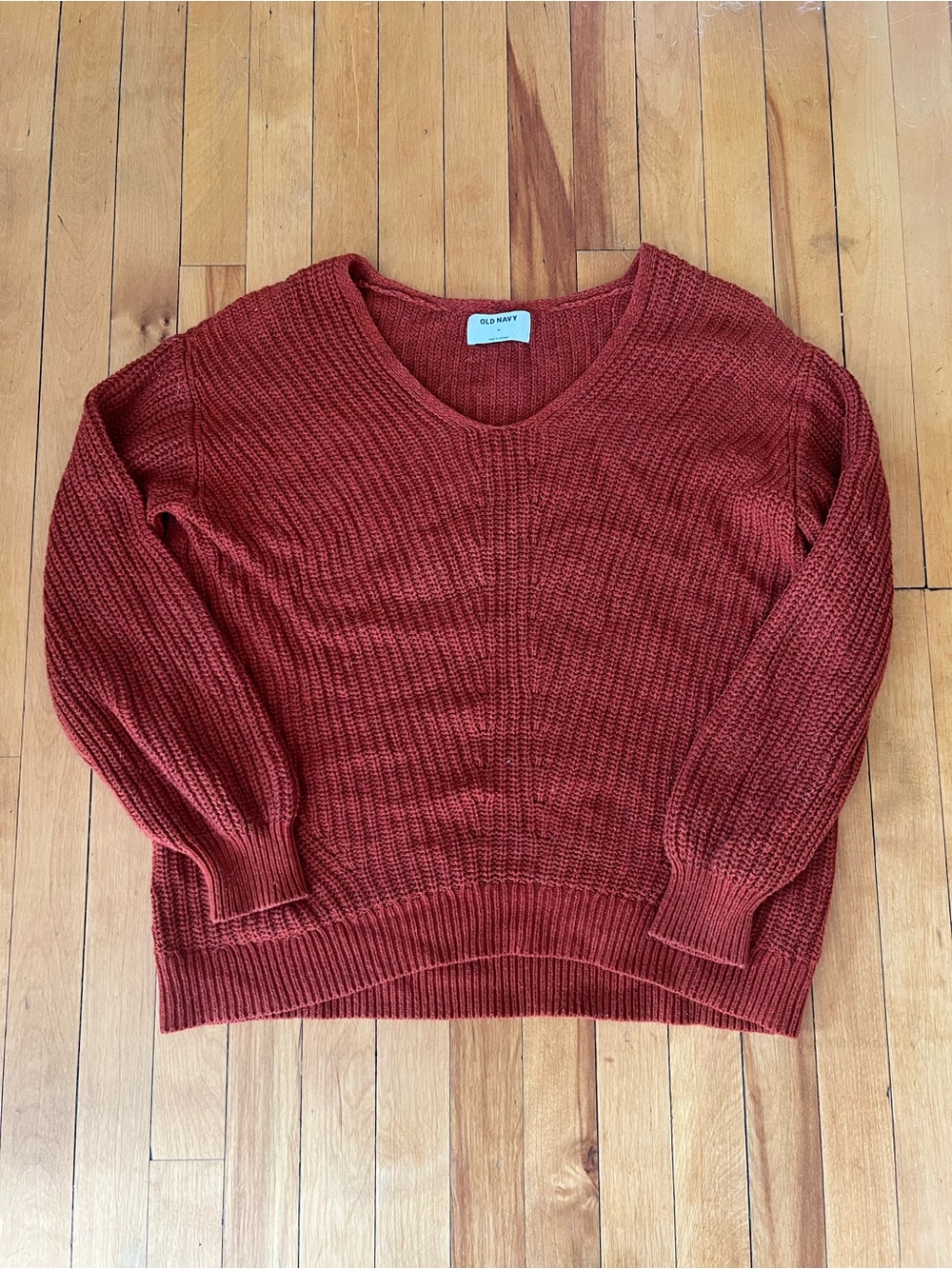 Old Navy Women's Orange V-Neck Knit Sweater